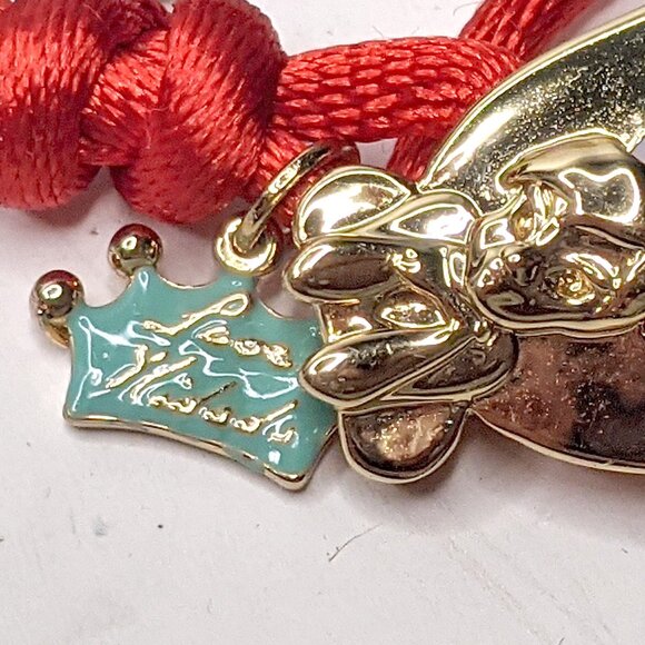 Kidada Disney Couture Tinkerbell Bambi Bracelet 14K Gold Plated Silk Red White - Picture 9 of 15